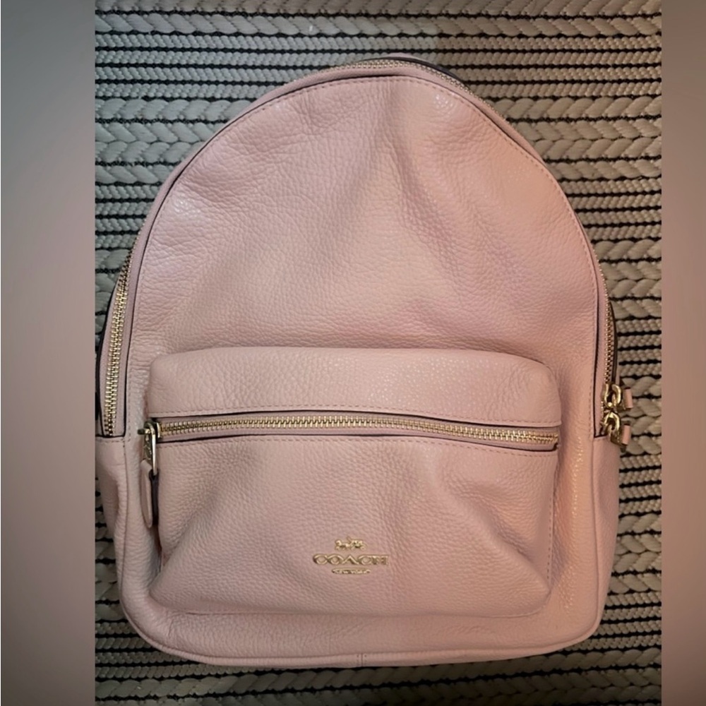 COACH Medium Charlie Leather Backpack Pink Gold